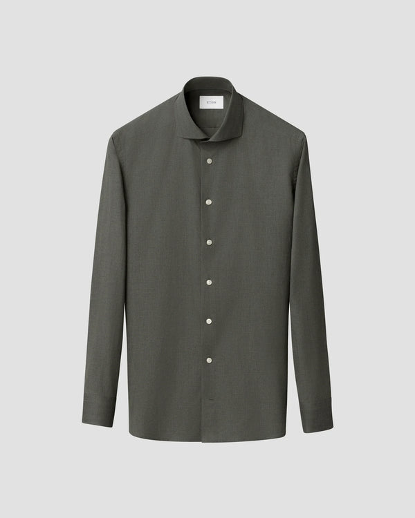 Eton Solid Signature Flannel Shirt - Green