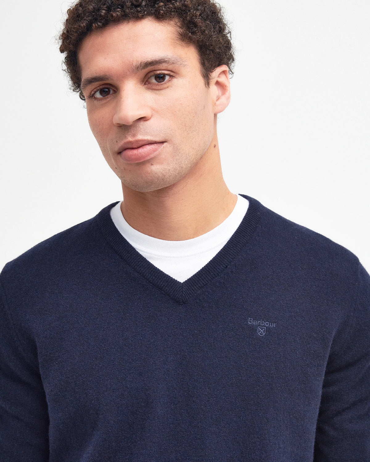 Barbour Essential Lambswool V-Neck - Navy