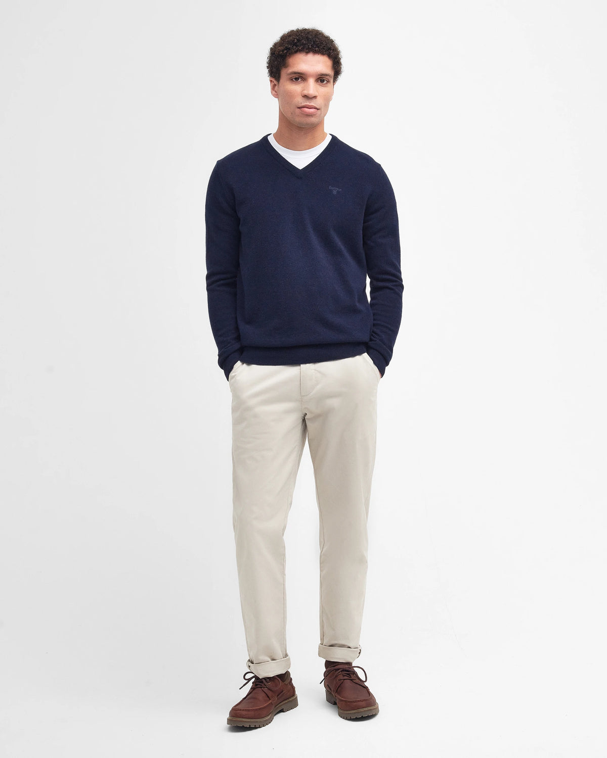 Barbour Essential Lambswool V-Neck - Navy