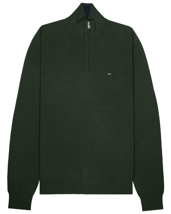 Eden Park Zipped Trucker Neck Pullover Sweater - Green