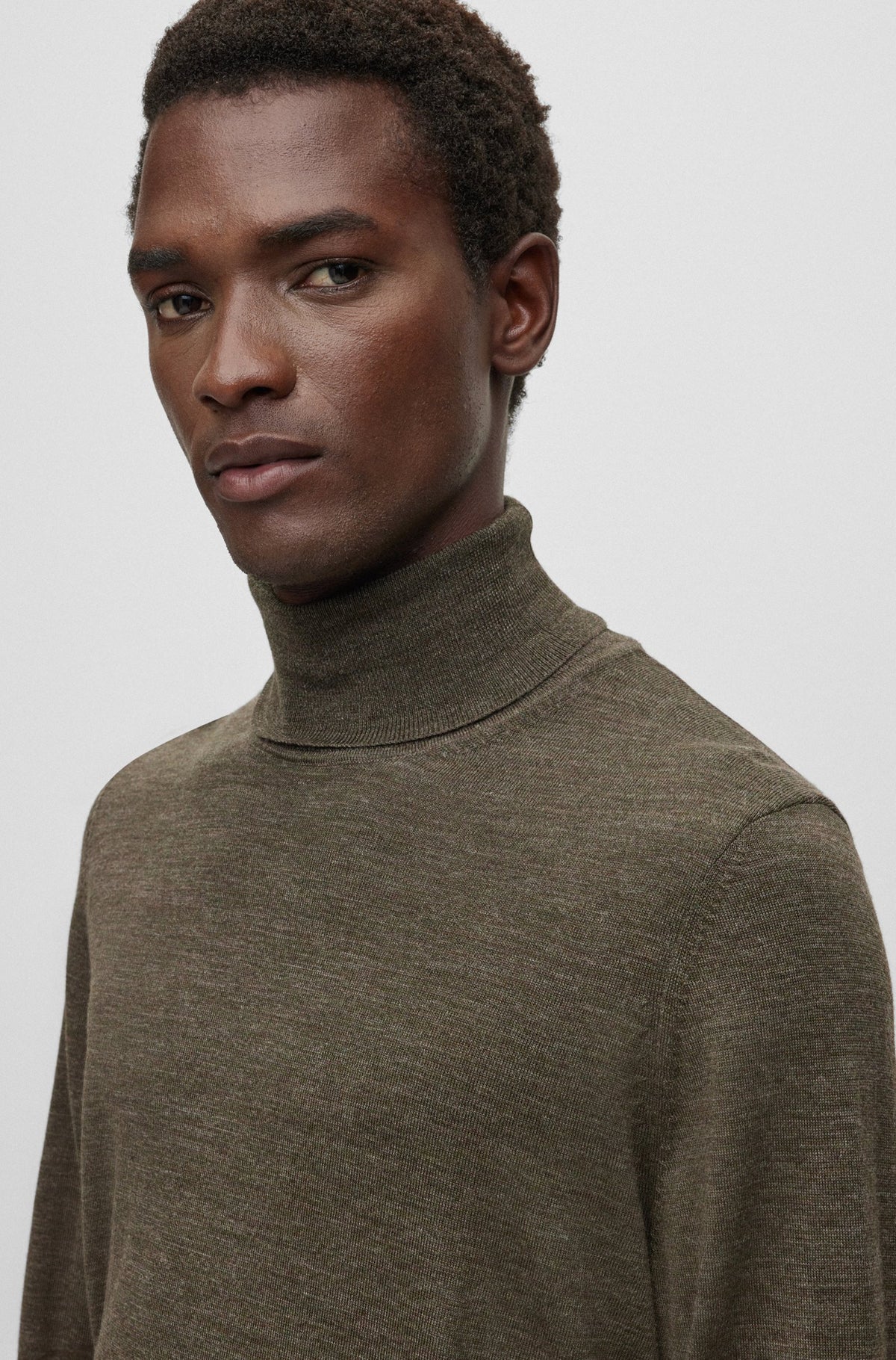 Boss Slim-Fit Rollneck Virgin Wool Sweater - Green