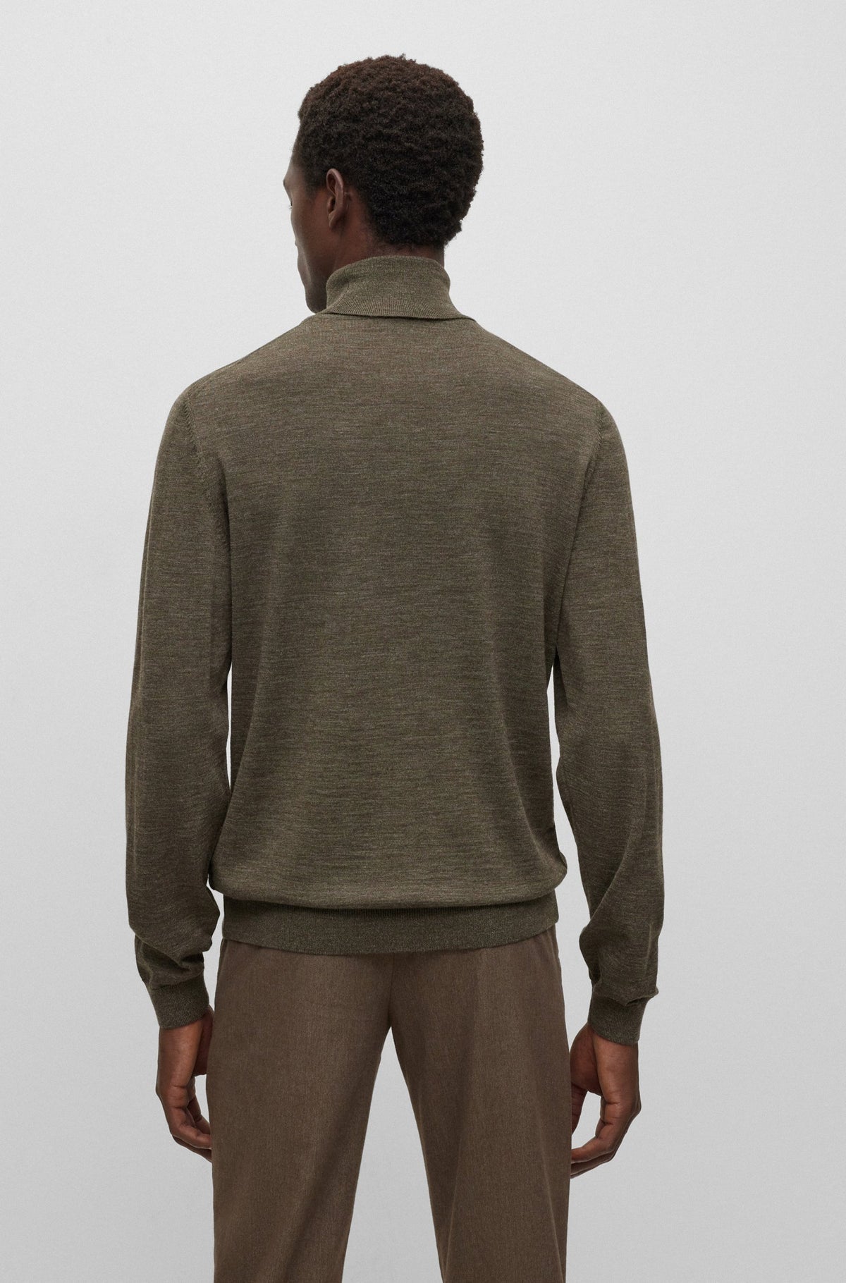 Boss Slim-Fit Rollneck Virgin Wool Sweater - Green