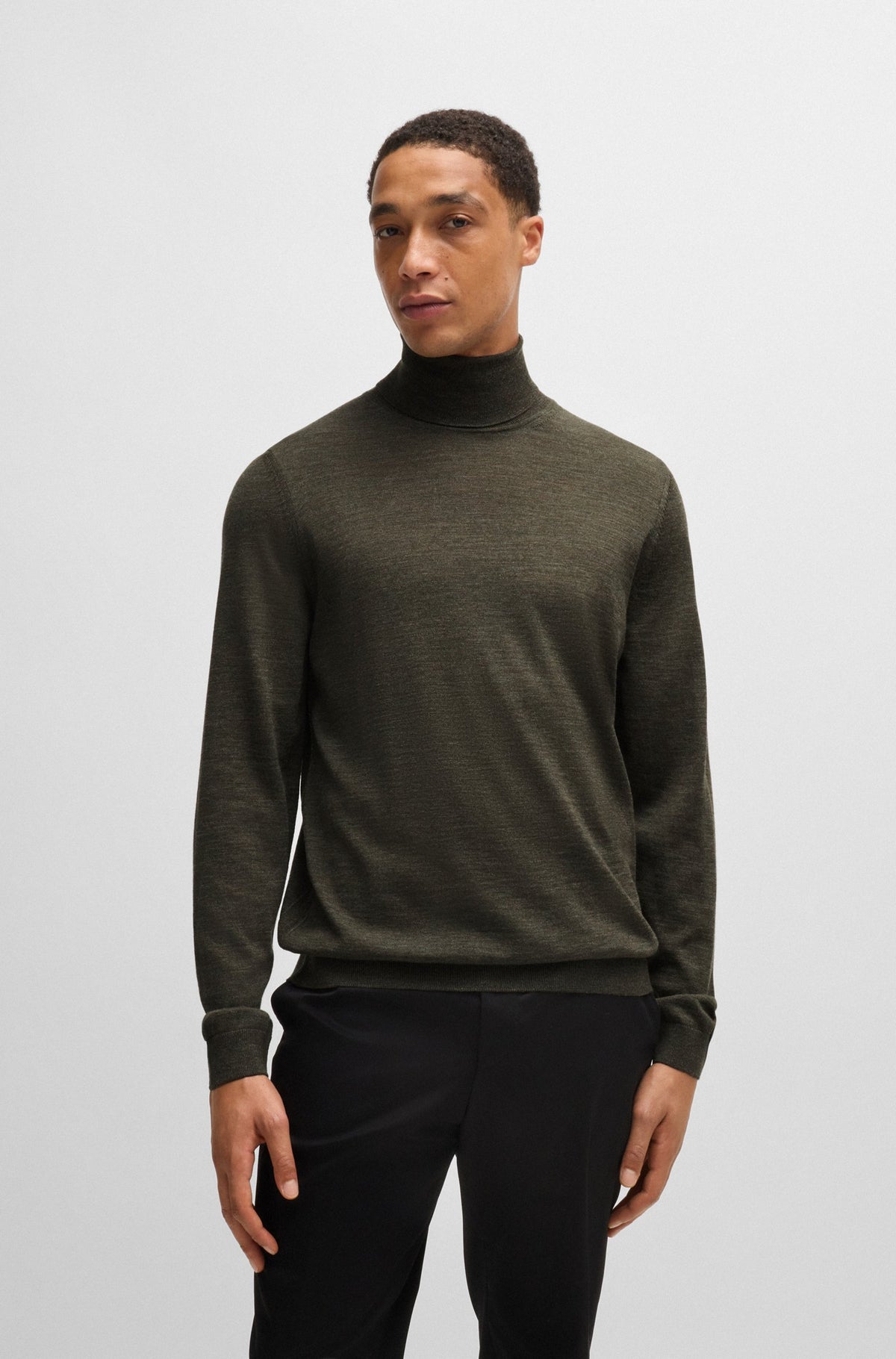 Boss Slim-Fit Rollneck Sweater in Virgin Wool - Green