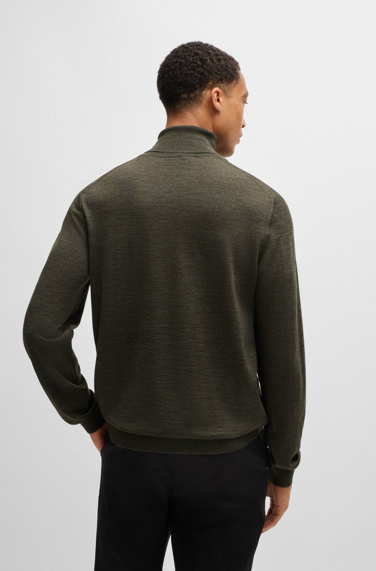 Boss Slim-Fit Rollneck Sweater in Virgin Wool - Green