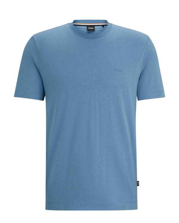 Boss Rubber-Print Logo Cotton-Jersey T-Shirt - Blue
