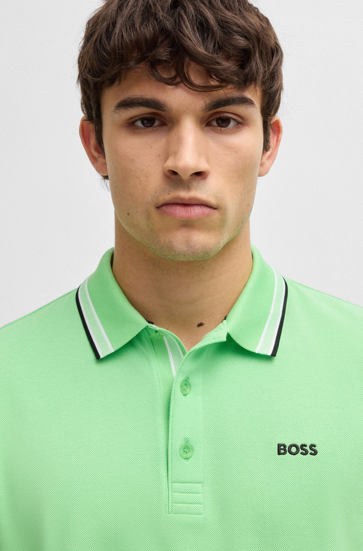 Boss Cotton-piqué Paddy polo shirt with contrast logo - Green