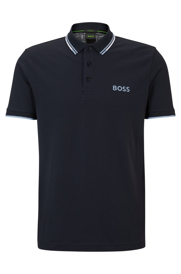 Boss 'Paddy Pro' Cotton Blend Polo Shirt - Navy Blue