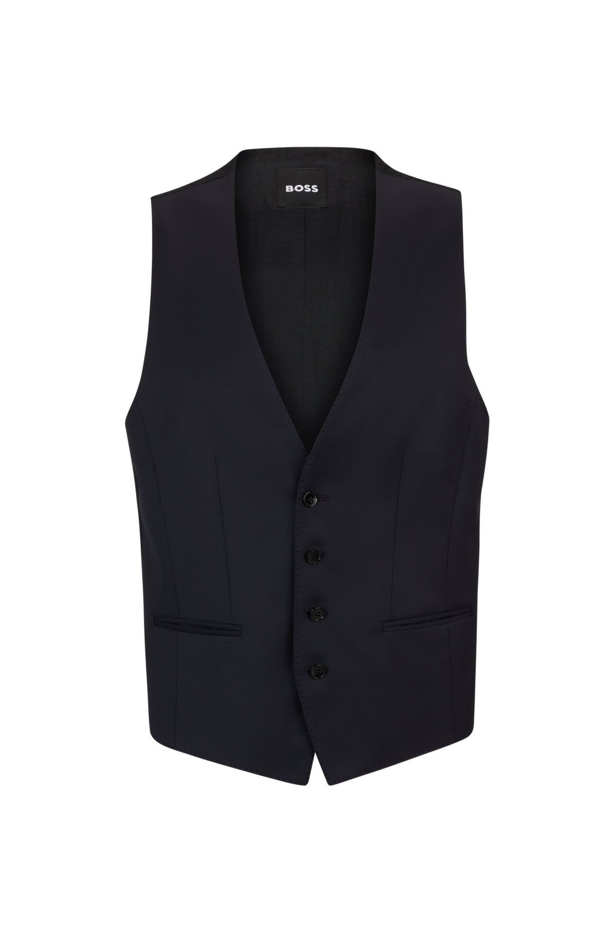 Boss Slim-Fit Waistcoat in Virgin-Wool Serge - Navy