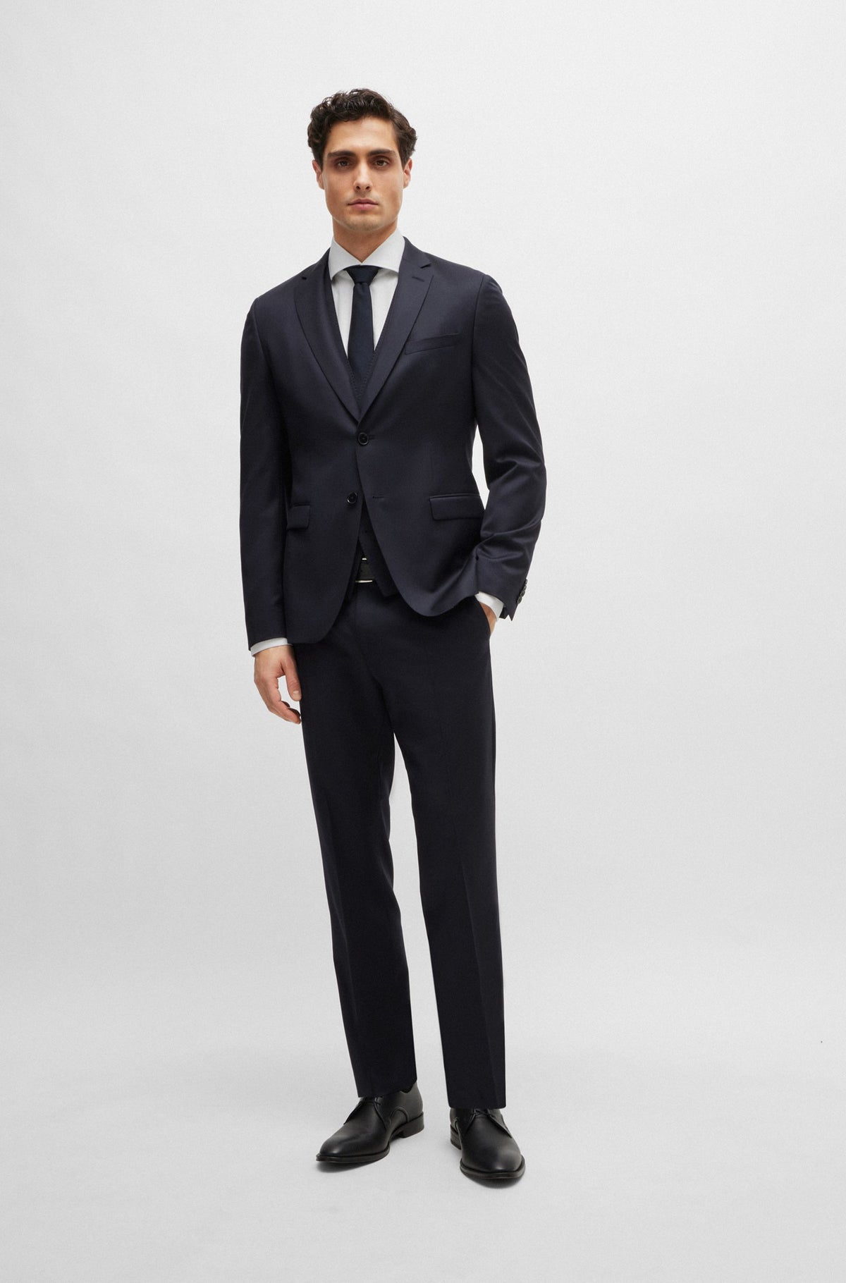 Boss Slim-Fit Waistcoat in Virgin-Wool Serge - Navy