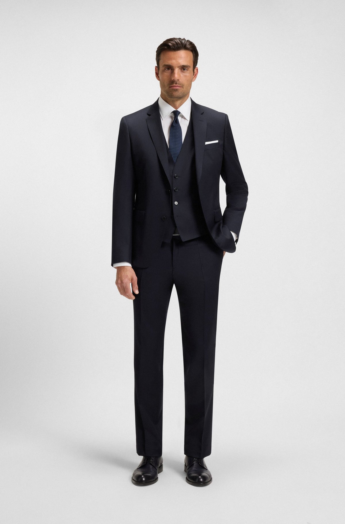 Boss Slim-fit waistcoat in virgin-wool serge - Blue