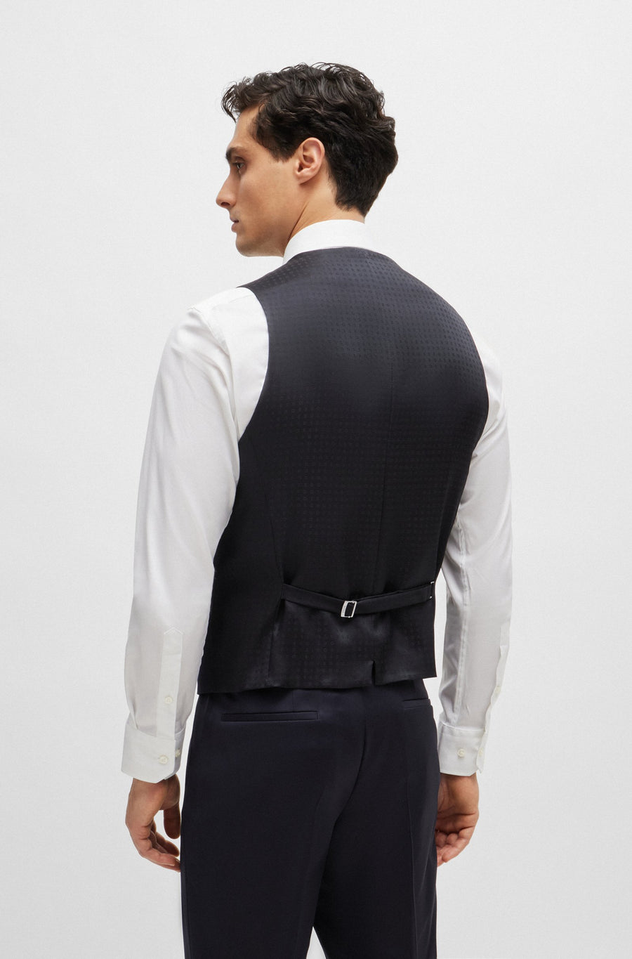BOSS Slim Fit Virgin Wool Serge Suit Waistcoat – Navy