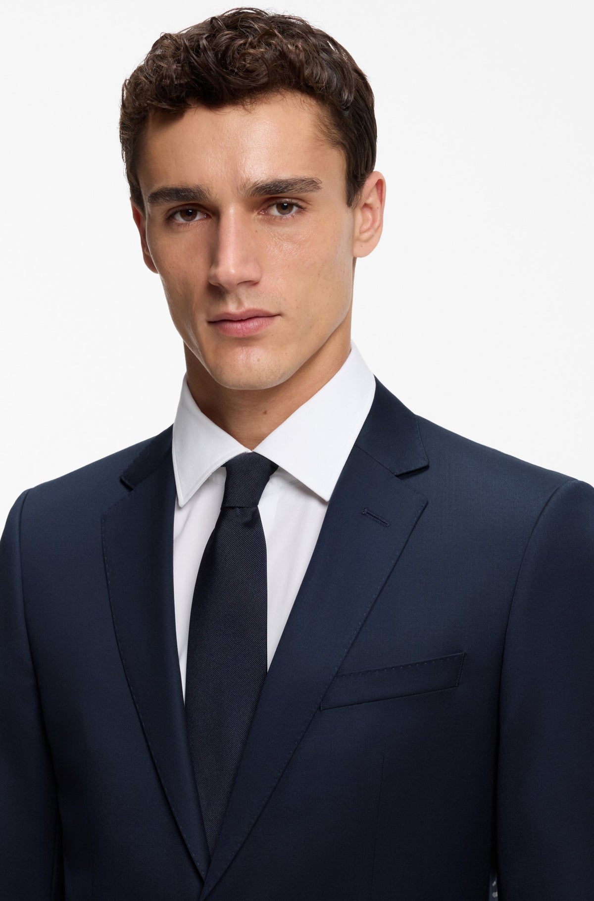 Boss Slim-fit suit jacket in virgin-wool serge - Blue