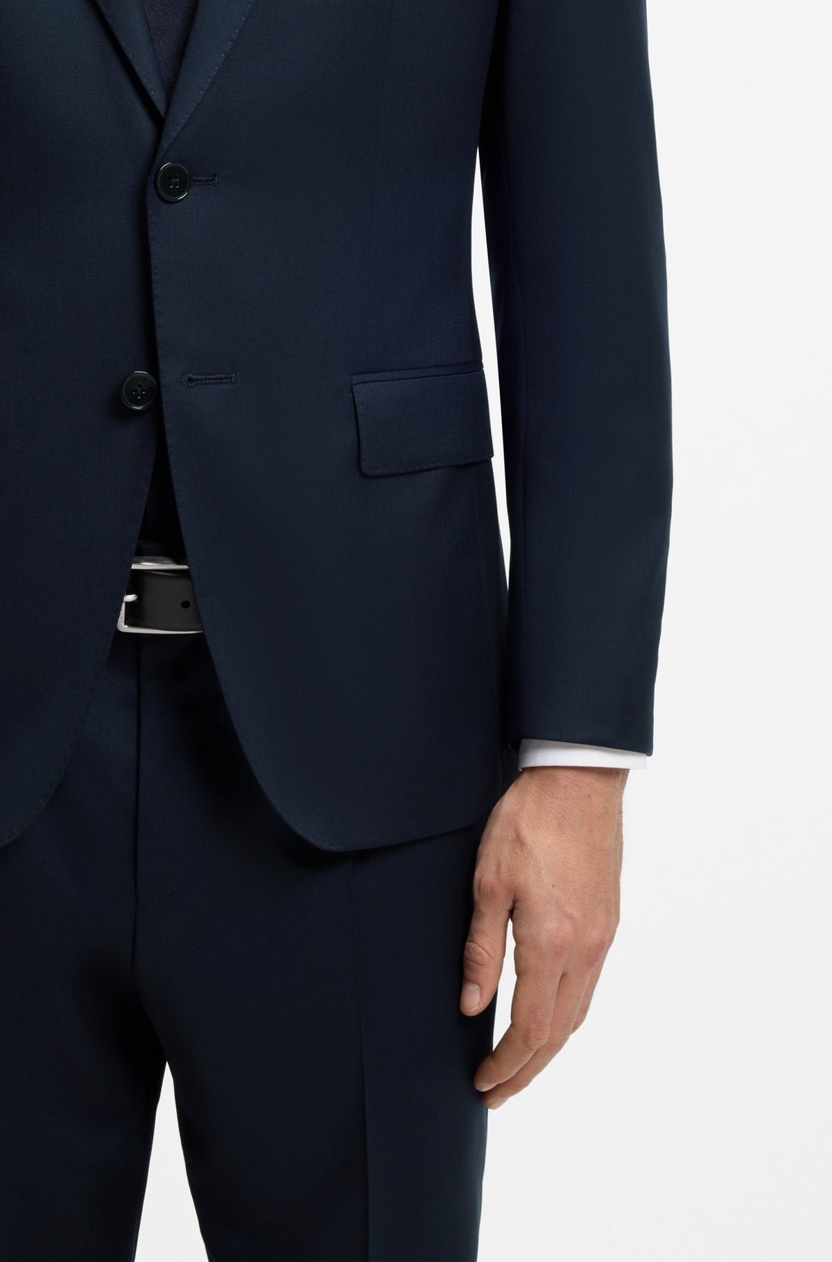Boss Slim-fit suit jacket in virgin-wool serge - Blue
