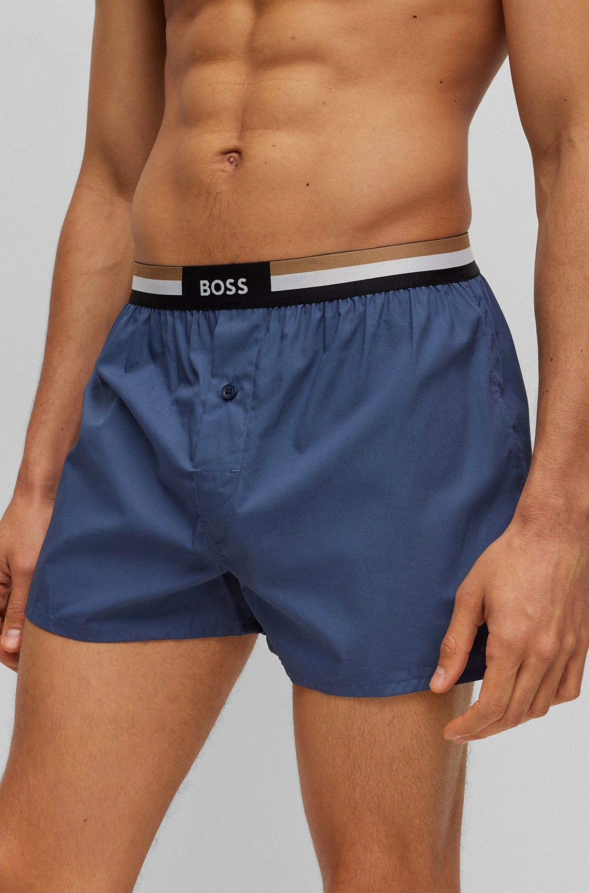 Boss Signature Waistband Two-Pack of Cotton Pyjama Shorts - Blue