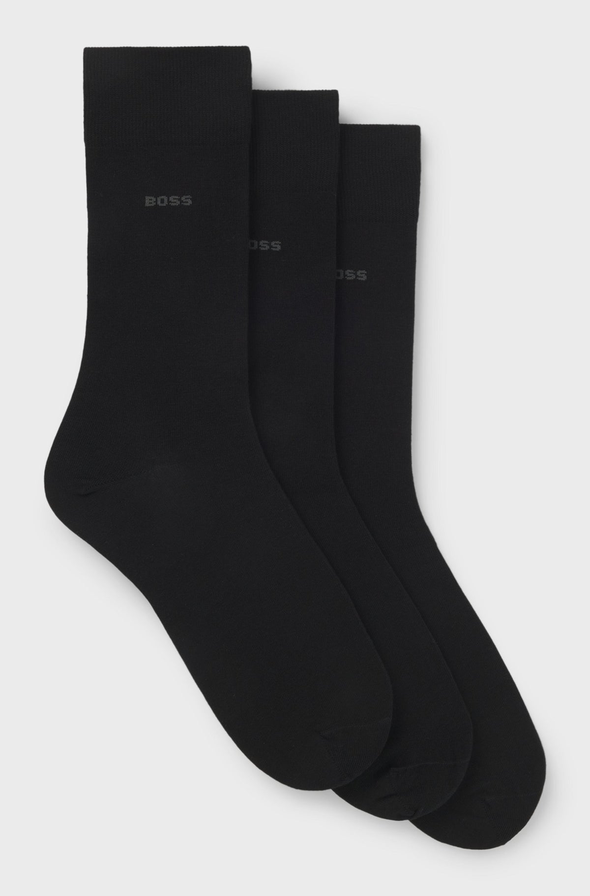 Boss Three-pack of regular-length socks in stretch fabric - Black