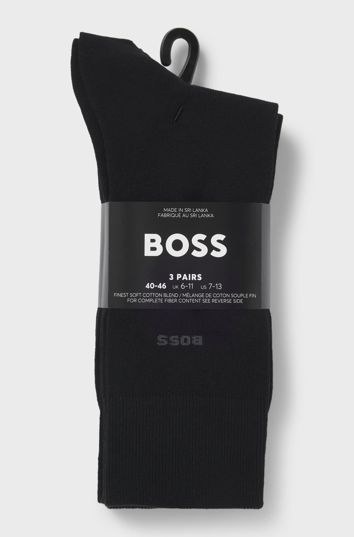 Boss Three-pack of regular-length socks in stretch fabric - Black