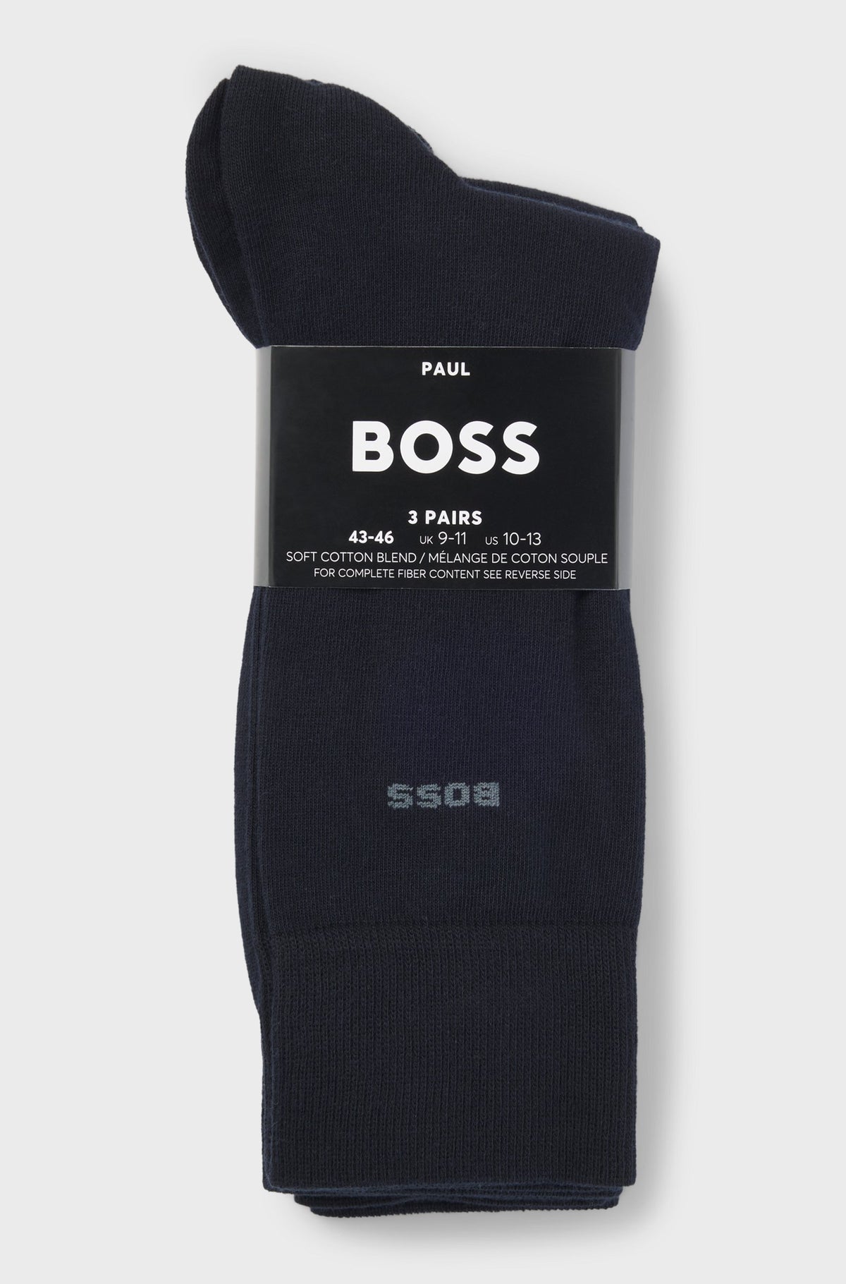 Boss Three-pack of regular-length socks in stretch fabric - Blue