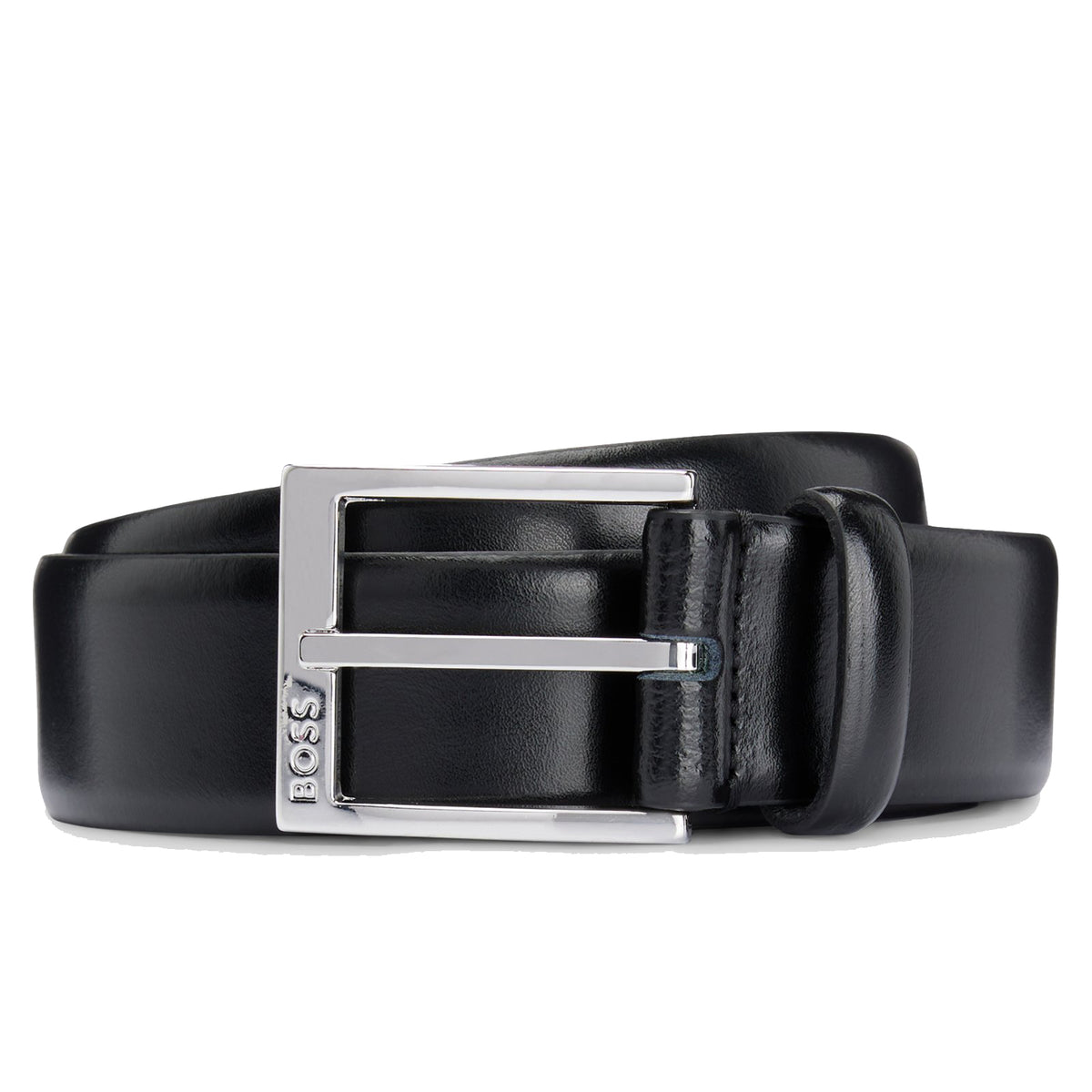 Boss Italian-made belt with branded buckle - Black