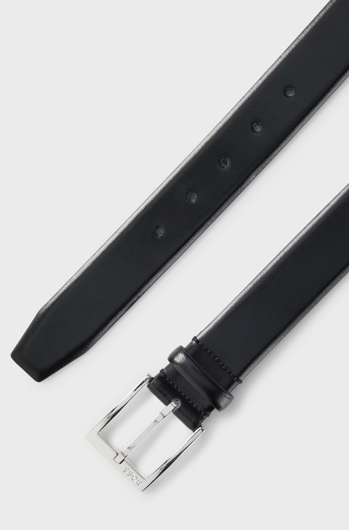 Boss Italian-made belt with branded buckle - Black