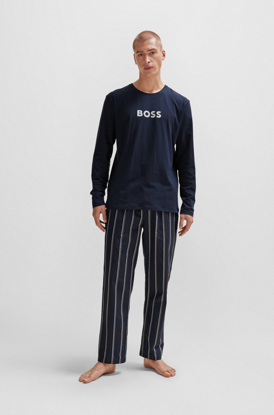 BOSS Contrast Logo Regular Fit Pyjama Set – Blue