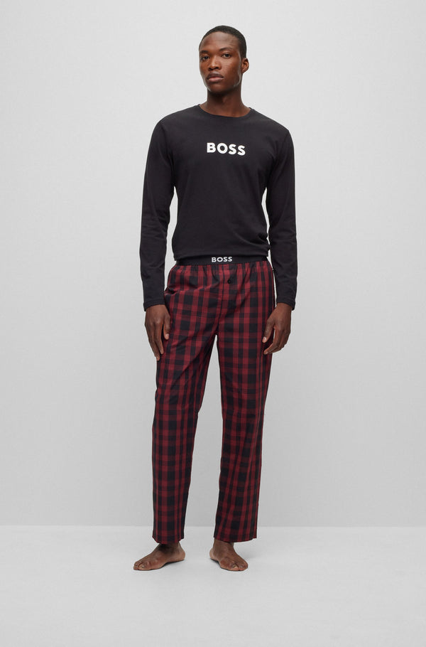 Boss Regular-Fit Pyjamas with Contrast Logos - Red