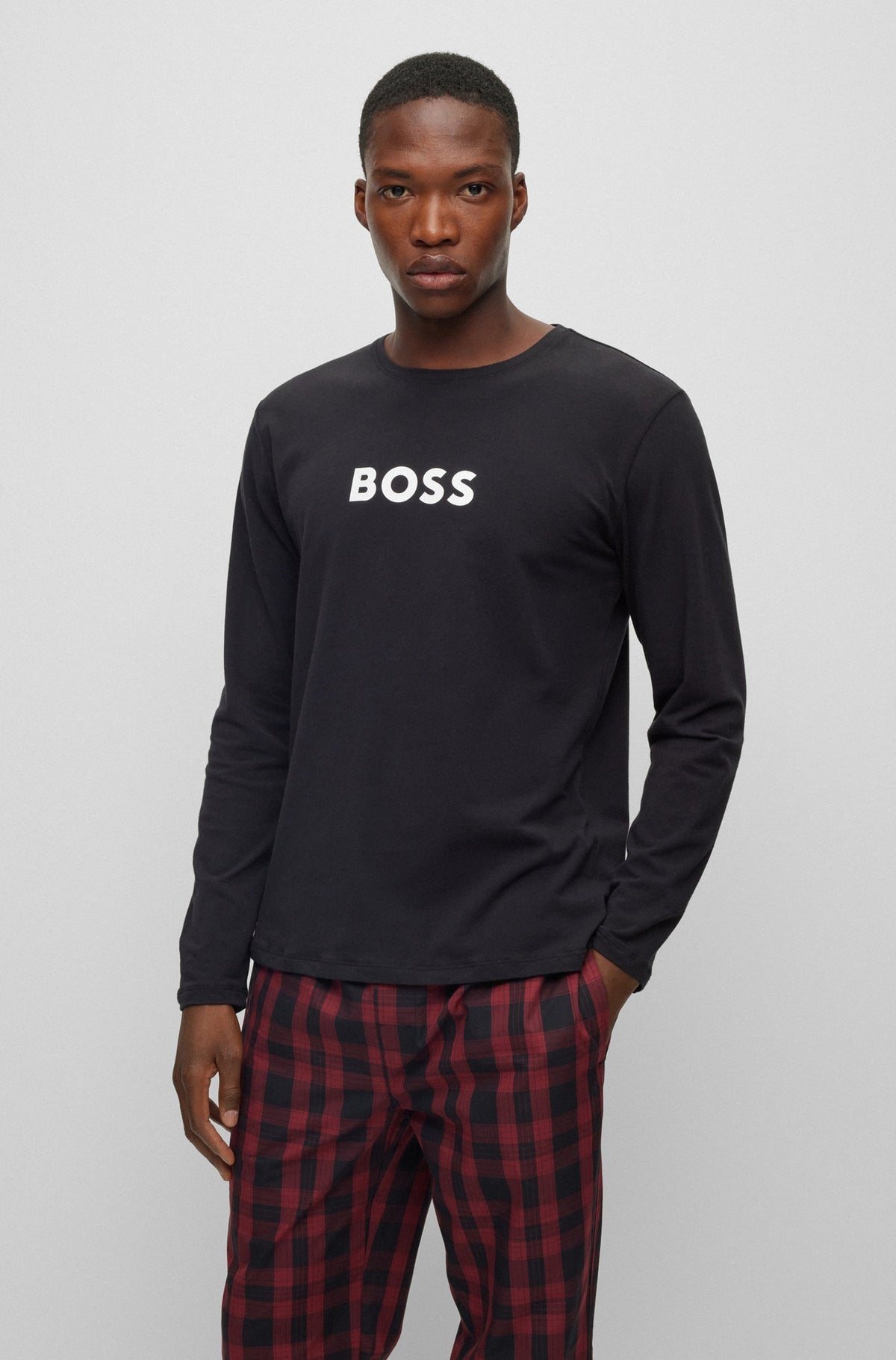 Boss Regular-Fit Pyjamas with Contrast Logos - Red