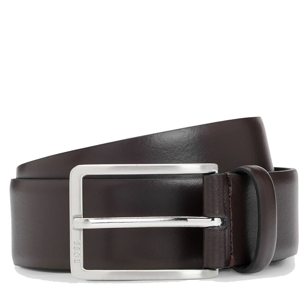 Boss Italian-made leather belt with pin buckle - Brown