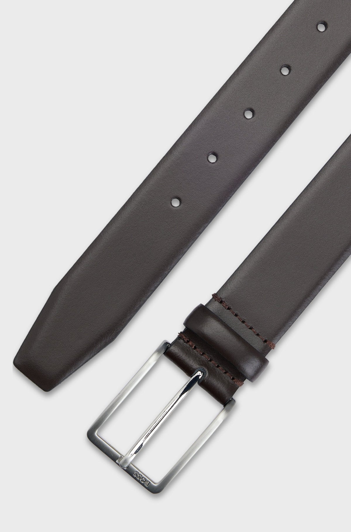 Boss Italian-made leather belt with pin buckle - Brown