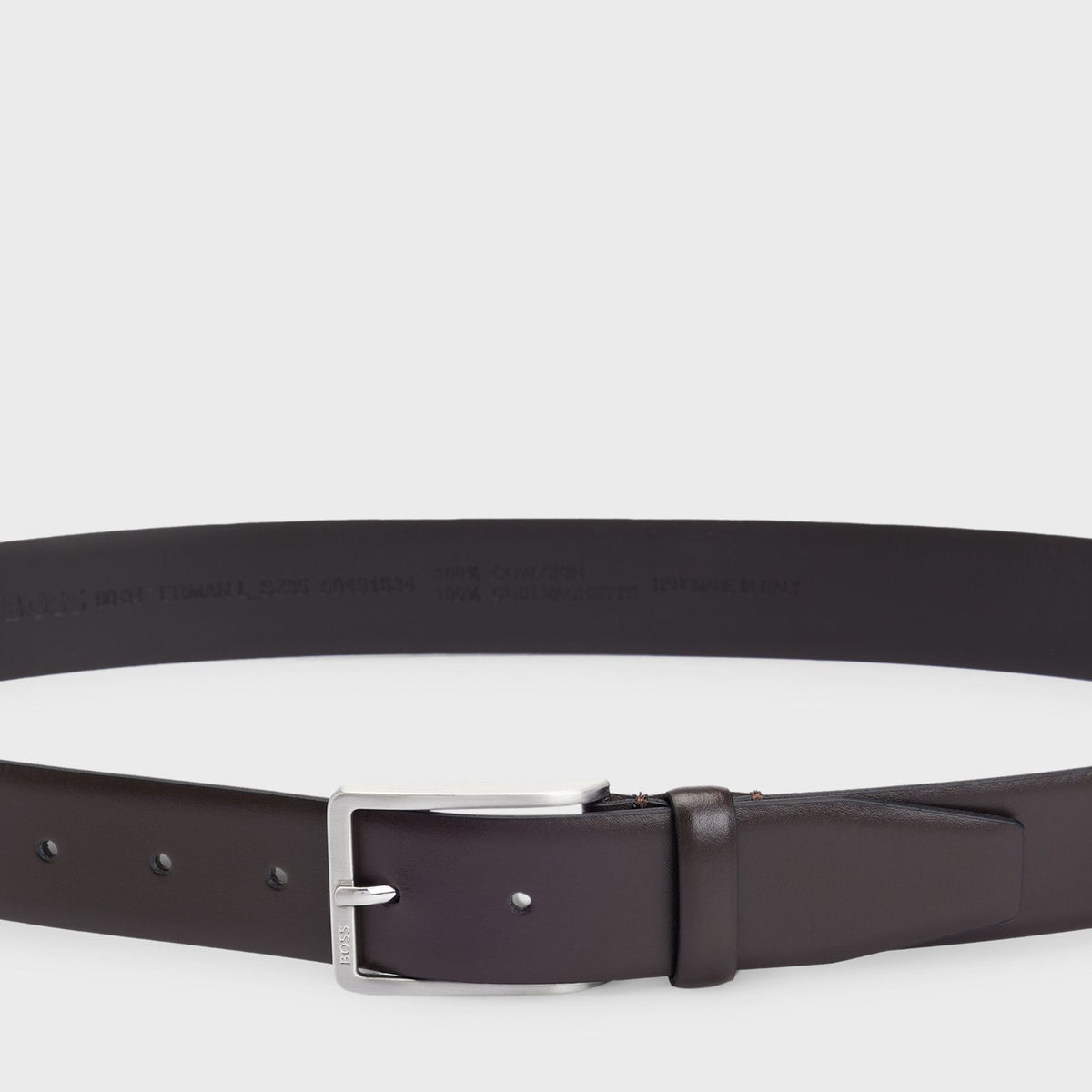 Boss Italian-made leather belt with pin buckle - Brown