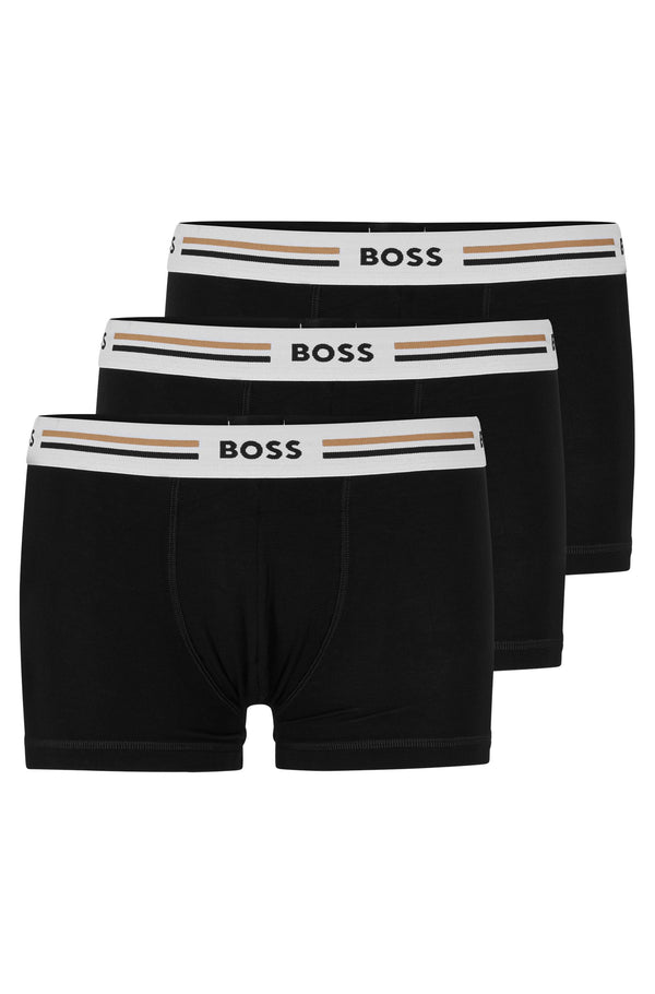 Boss Logo Waistband Three-Pack Soft-Touch Underwear - Black