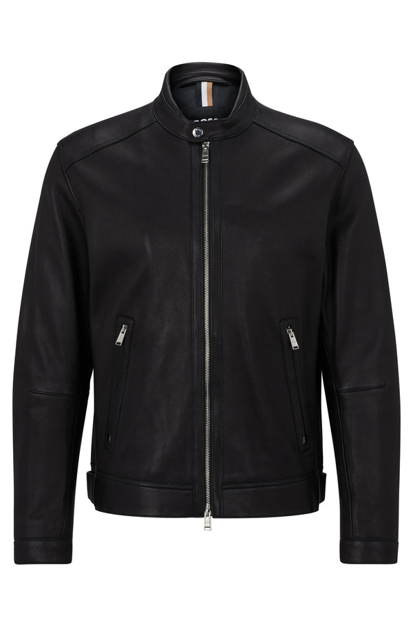 Boss 'Monty' Lamb Leather Regular-Fit Jacket - Black