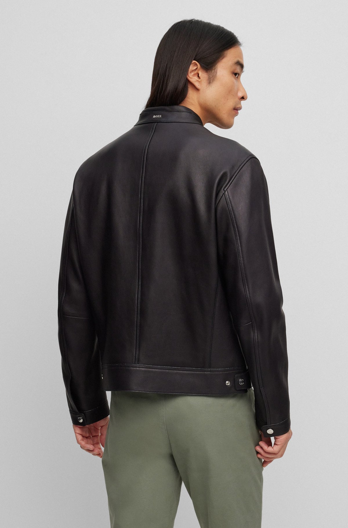 Boss 'Monty' Lamb Leather Regular-Fit Jacket - Black