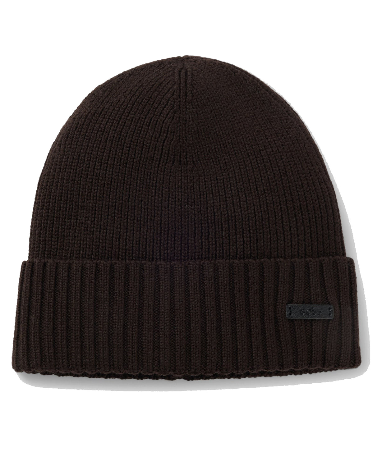 BOSS Virgin Wool Rib-Knit Beanie – Brown
