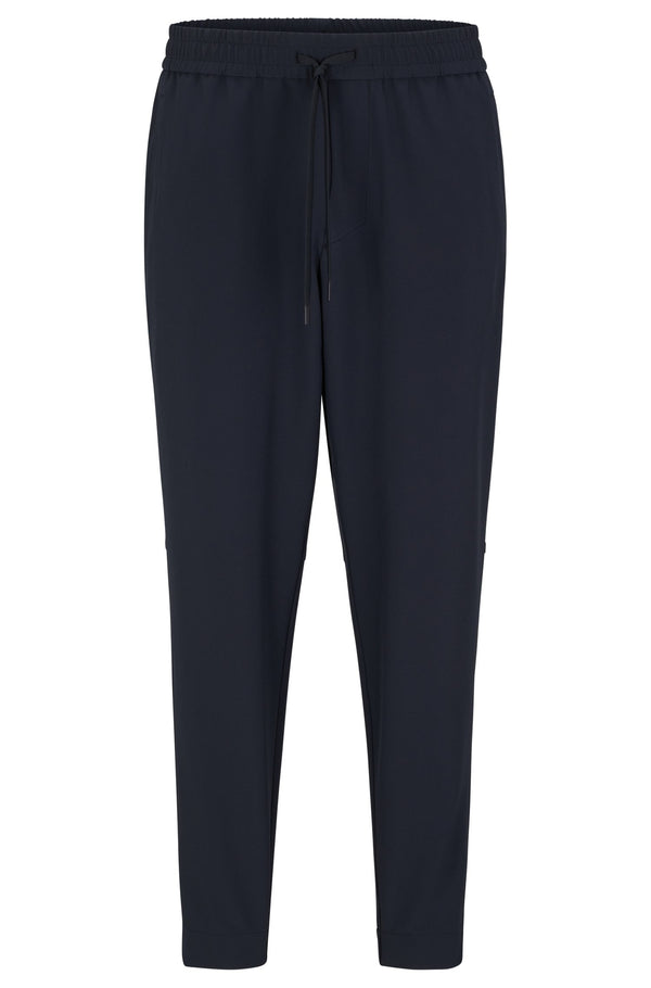 Boss Stretch Fabric Tapered-Fit Chino Sweat Pants - Navy