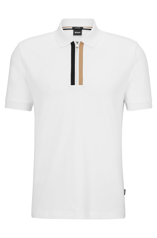 Boss Mercerised Cotton Regular Fit Polo Shirt - White