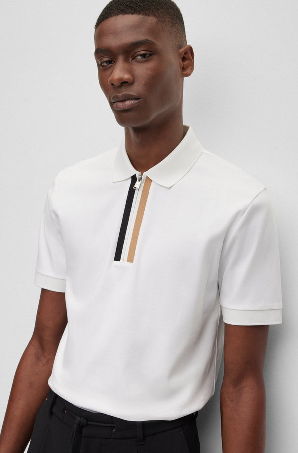 Boss Mercerised Cotton Regular Fit Polo Shirt - White