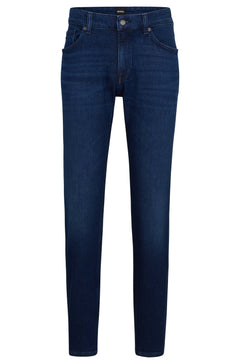 BOSS - MAINE3 Dark Blue Regular Fit Smart Jeans In Melange Stretch Den –  Harveys Menswear