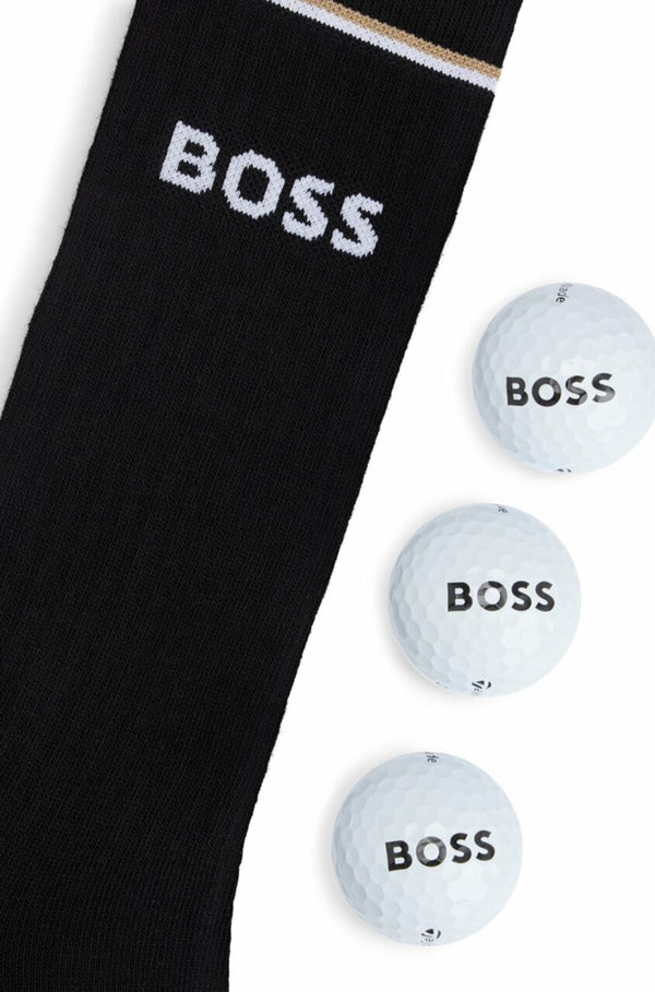 Boss Regular-Length Socks with Branded Golf Balls Gift Set - Black