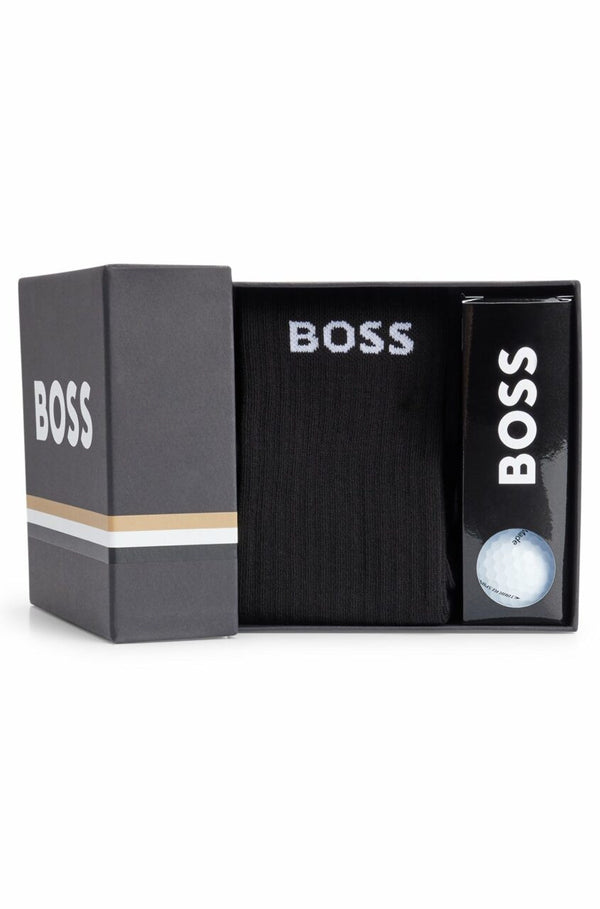 Boss Regular-Length Socks with Branded Golf Balls Gift Set - Black