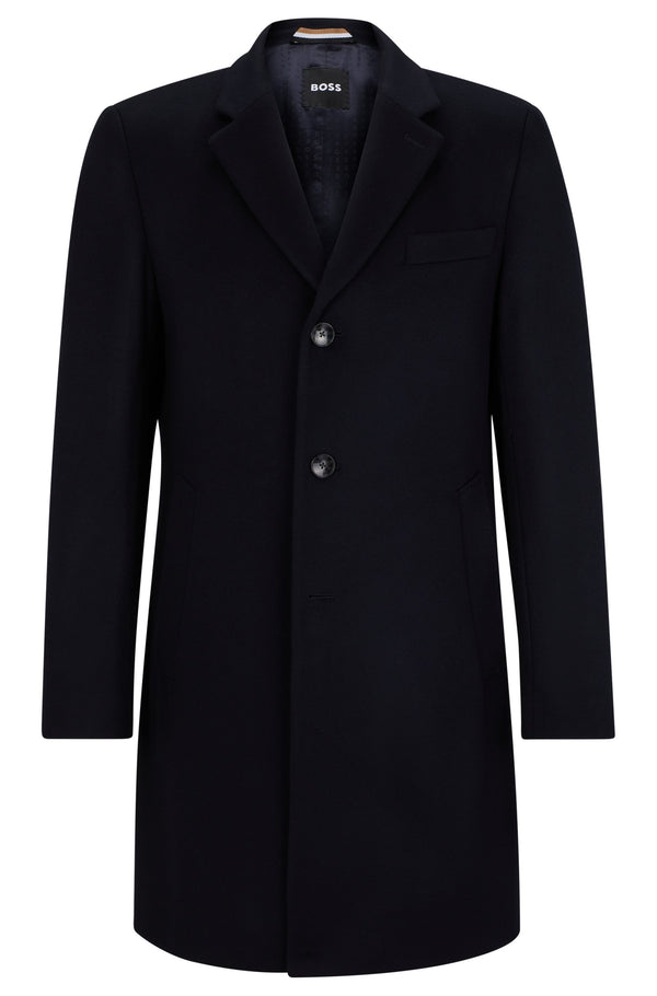 Hugo Boss 'Hyde' Slim Fit Coat in Virgin Wool and Cashmere - Blue