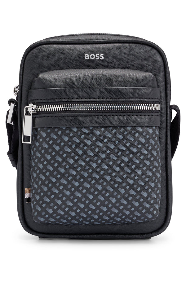 Boss Monogram Reporter Bag - Black