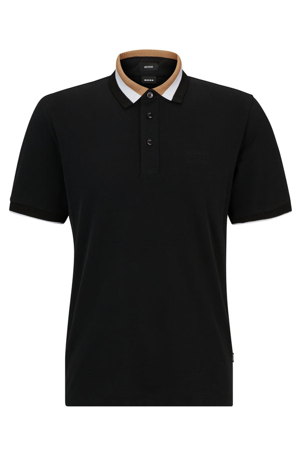 Hugo Boss Contrast Collar 'Prout' Polo Shirt - Black