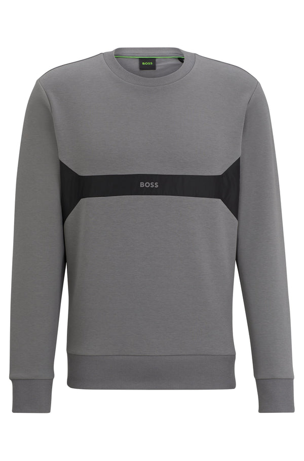 Boss Regular-Fit Mixed Material Sweatshirt - Grey