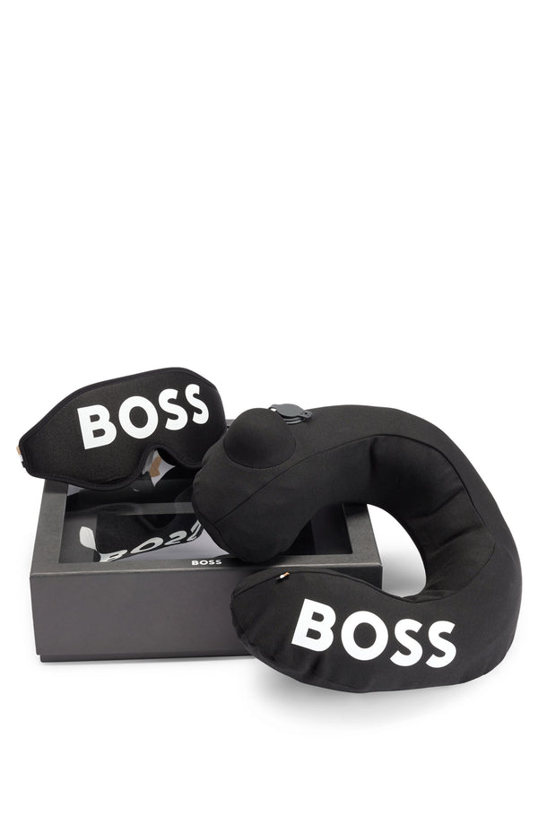 Boss Gift-Boxed Travel Set with Neck Pillow and Eye Mask - Black