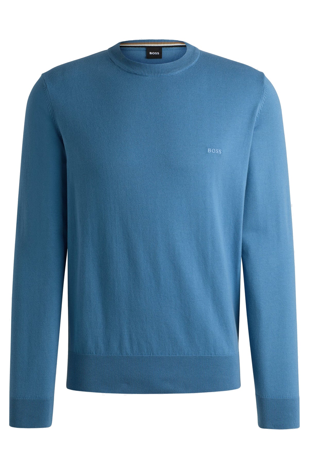 Boss Cotton sweater with embroidered logo - Blue