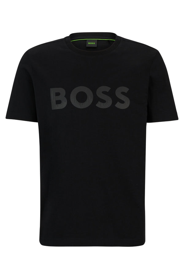 Boss Reflective Hologram Logo Cotton-Jersey T-Shirt - Black