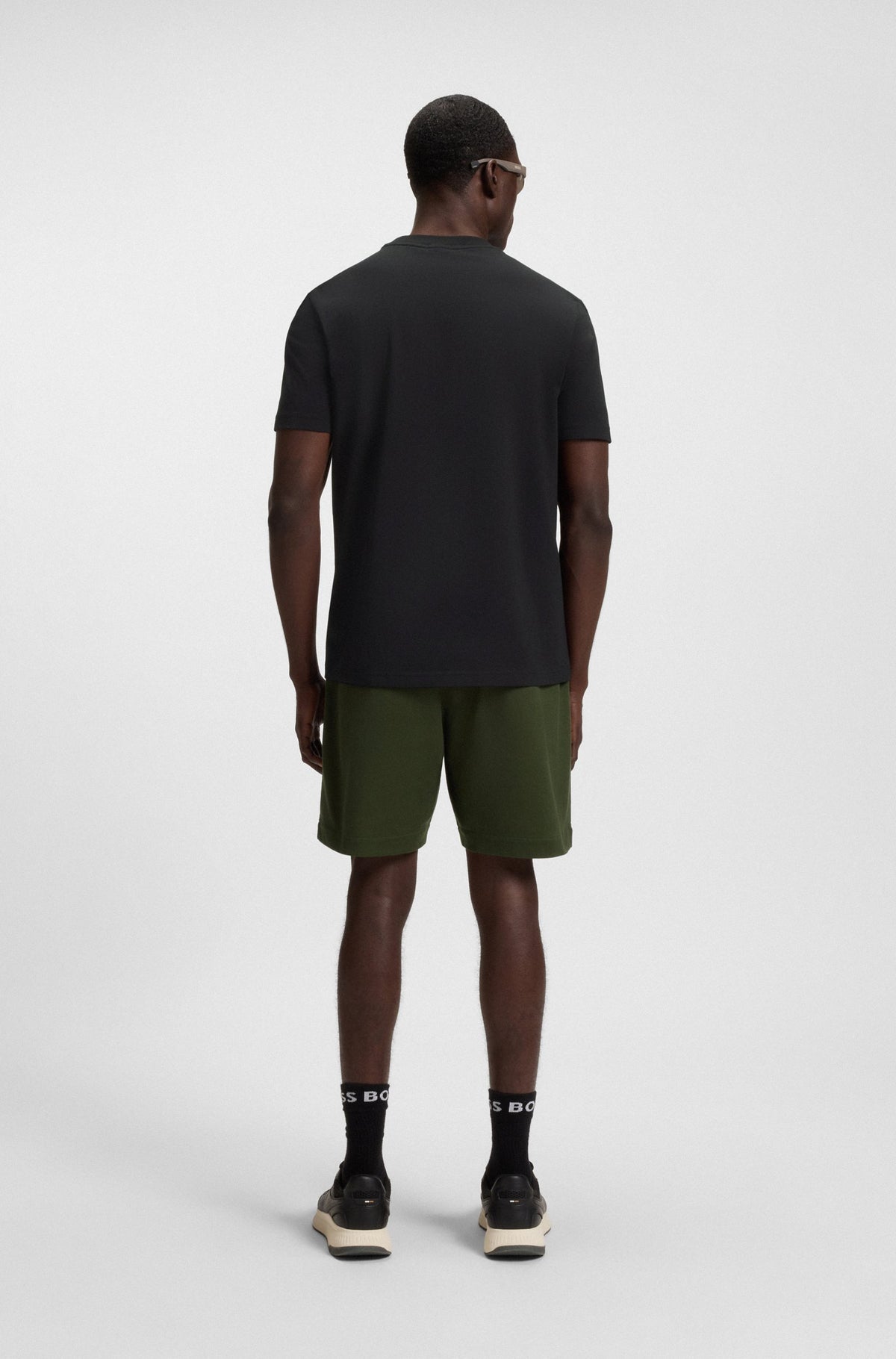 Boss Green Stretch-cotton T-shirt with contrast logo - Black