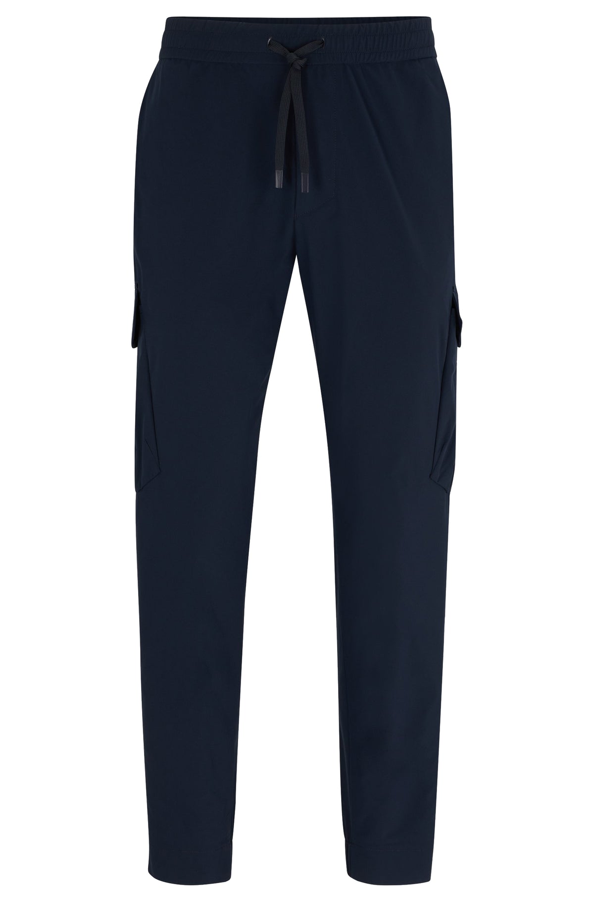 Boss Tapered-fit trousers in easy-iron stretch poplin - Blue