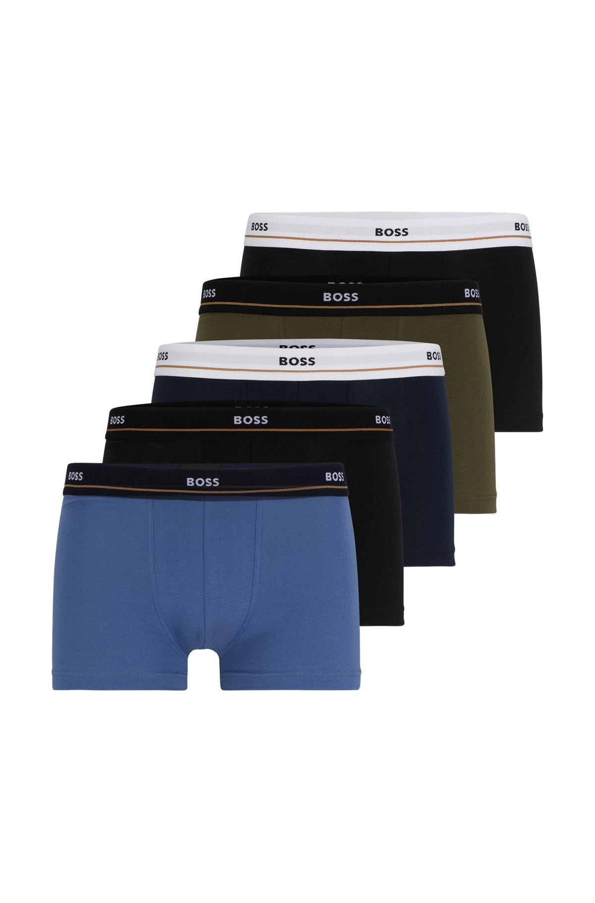 Boss Logo Waistband Stretch Cotton Trunks 5 Pack - Multi
