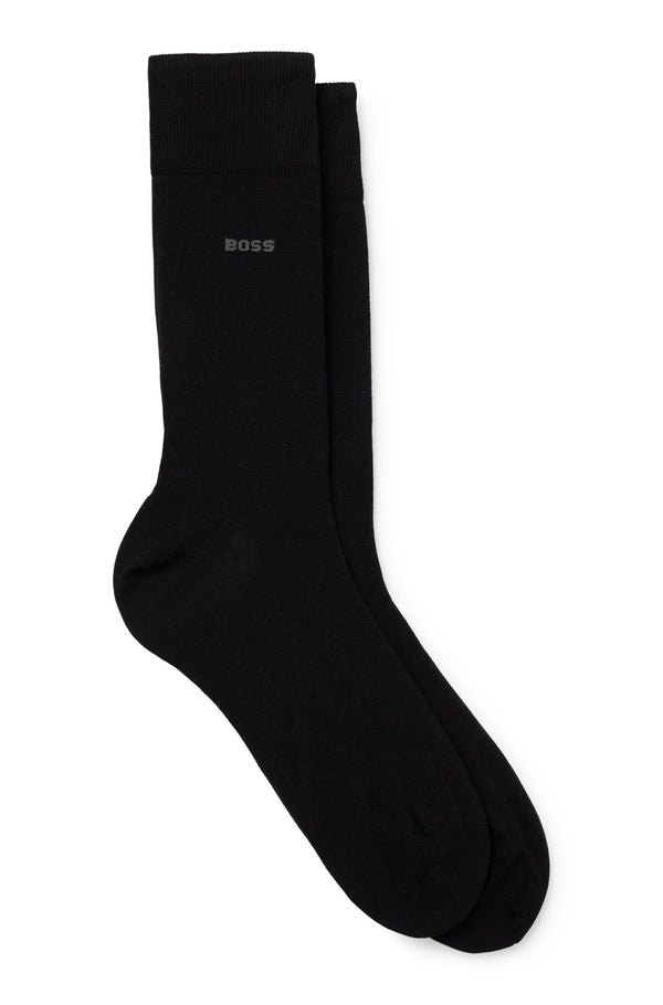 Boss Two-Pack Regular-Length Stretch Cotton Socks - Black